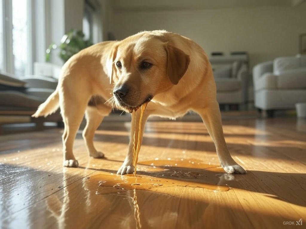 Dog throwing up brown liquid due to stomach issues or dietary problems